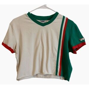 FILA 2010s Blokecore Shirt Top‎ Y2K Mens M Stripes Athletic Sports Retro Crop